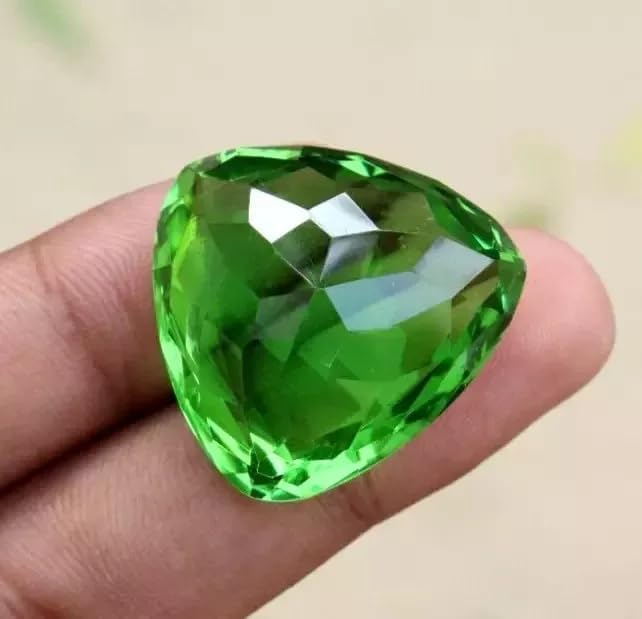 40-50 Ct Green Peridot Pendant Size Trillion Shape Natural Loose Gemstone for Necklace Bracelet and Jewelry Making