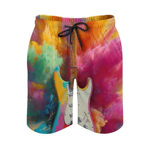 Abstract Colorful Guitar Mens Swim Trunks Quick Dry Beach Swimming Shorts with Mesh Lining and Pockets3