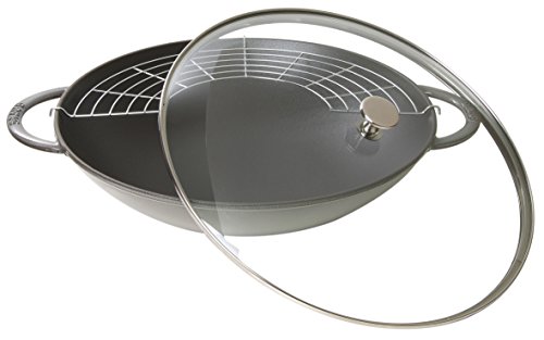 Wok gris de hierro fundido 37 cm con tapa de vidrio miniatura 2