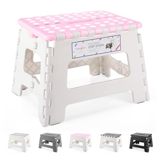 HOUSE DAY 22cm Tritthocker Klappbar - Faltbarer Hocker Kinder Klappstuhl Hocker Klappbar Kinder Hocker Klappbar, Klapphocker Faltbar Falthocker Faltbarer Hocker Tritthocker Fußhocker(Rosa & Weiß)