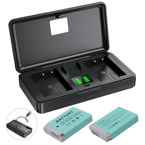 NB-13L Battery(2 Pack) and Charger(2CH) Set Camera Accessories for Canon G9X G5X G1X G7X Mark II/III SX620/SX720/SX730/SX740 HS EOS M10/M100/M6 Replacement Rechargeable Lithium Ion Batteries Case