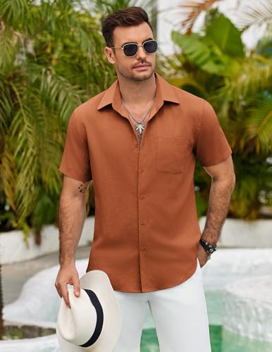COOFANDY Mens Button Down Shirts Lightweight Breathable Short Sleeve Shirt Summer Beach Top4