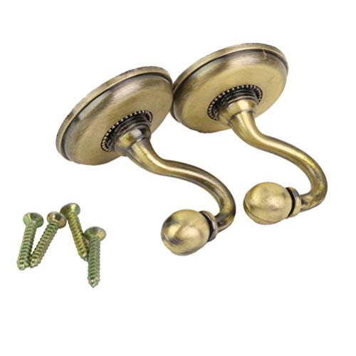 WINOMO 2pcs Vintage Alloy Pommel Curtain Holdbacks Tieback Hooks Door Wall Hat Coat Hangers (Bronze)