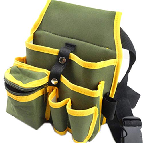 Weiy Canvas Tool Belt Pouch Bag Waist Work Pouch With Adjustable Belt For Electricians Technicians,Green Bottom Yellow Edge #TOP5