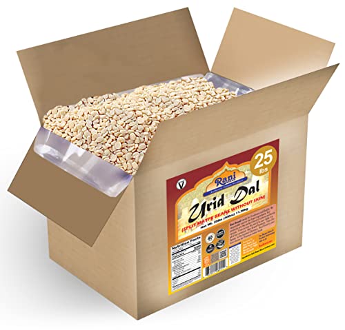 Rani Urid/Urad Dal (Split Matpe Beans Skinless) Indian Lentils 400Oz (25Lbs) 11.36Kg Bulk Box ~ All Natural | Gluten Friendly | Non-Gmo | Vegan | Indian Origin #TOP20