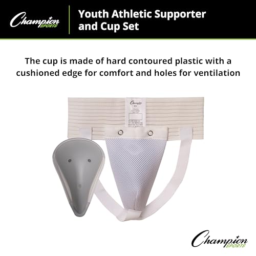 Champion Sports Intermediate Cup & Supporter (White, Large)
