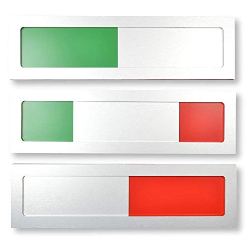 Frei - Besetzt Universal Schild Modell S Aluminium - Mit Schieber - Frei Besetzt Schiebeschild mit Grün Rot Indikator - 10 cm x 2,8 cm x 4 mm - Starke 3M Klebefläche - Besprechungsraumschild