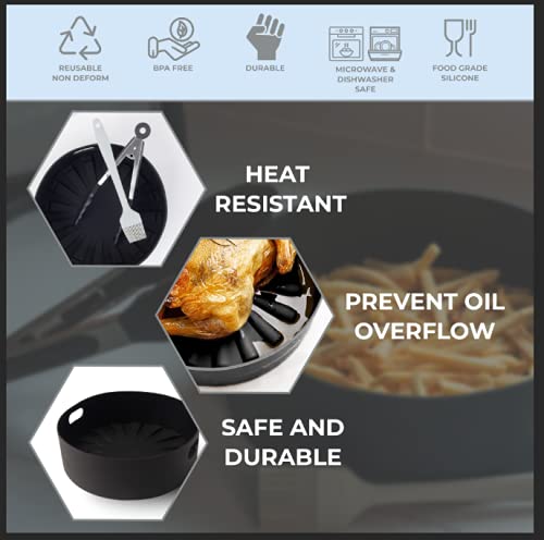 Silli Goose Silicone Air Fryer Basket - Air Fryer Silicone Pot - Compatible With Most Airfryer Models - No Need For Parchment Paper - Safe To Use - Easy To Clean - Air Fryer Oven Accessories - 7.5" #TOP4