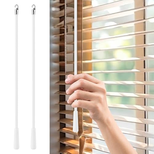 2PCS Blind Wand, Vertical Blinds Replacement with Hook and Handle, Long Fiberglass Blinds Stick Replacement Window Blind Tilt Wand,Blind Wand/Rod for Window Opener Supplies,17inch