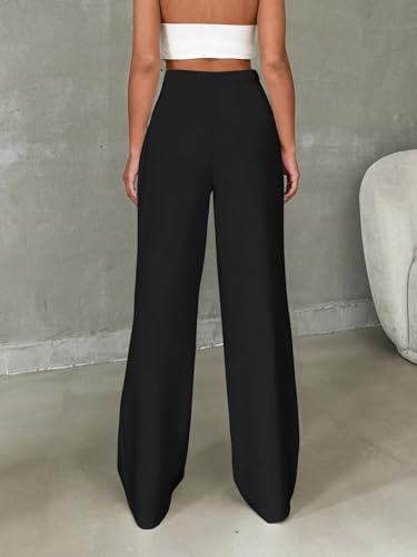 Image of Toochki Trousers for Woman Pants Women's Formal Office Korean | Beige Track Pant | Straight | Cotton Spandex Stretchable Trouser | High-Waisted Bottom Wear | Pack of 2 Combo