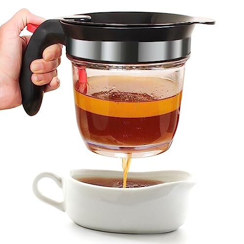 Fat Separator With Bottom Release, 4 Cup Gravy Separator for Cooking with…