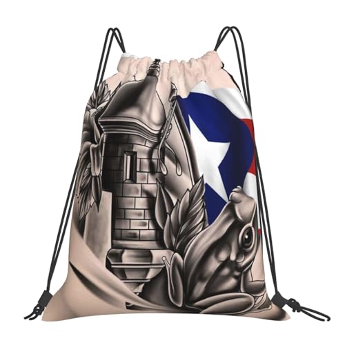 puerto rico flag Bags Backpack Drawstring Bag Gym Bag Travel Hiking Beach 16X14 In