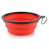 Guardians Extra Large Collapsible Dog Bowl, 102oz/3000ml Portable Foldable Water Bowls Food Dishes with Carabiner Clip (Red)