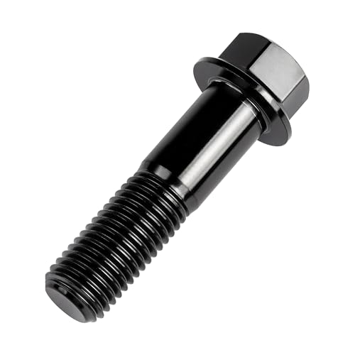 Image of Titanium Bolt M12 30 35 40 45 50 55 60 65 70 75 80 85 90mm Hex Small Flange Head for Motorcycle Car Modification Pack of 4 (M12x45mm Pitch 1.5, Black)