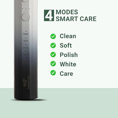 Image of Prime Pick Electric Toothbrush with 3 Brush Heads, 5 Cleaning Modes, Fast Wireless Charging, IPX7 Waterproof - for Adults & Kids (Black)
