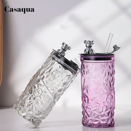 Image of Drinking Glasses Tumbler with Lid and Straw - 350ml, Set of 1, Diamond Cut Design, Beer Glass Sipper Bottle for Mojito Soda Smoothies Iced Coffee Cocktail Tea Juice (Receiving Random Color)
