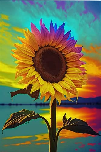 DIY Diamond Painting Kits Colorful Sunflower - Painted Art Full Circle Gemstone Crystal Diamond Art Crafts for Adults, Best Choice for Wall Decor & Bedroom Decor As Gifts (12 X 16 Inch)
