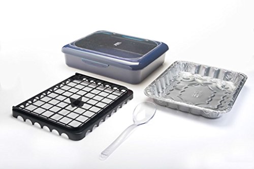 Fancy Panz 2-in-1 Dress Up & Protect Your Foil Pan, Made in USA, Fits 2 size of foil pans. Foil Pan & Serving Spoon Included. Hot or Cold Food. Stackable for easy travel. BPA free (Navy) - Thumbnail 3