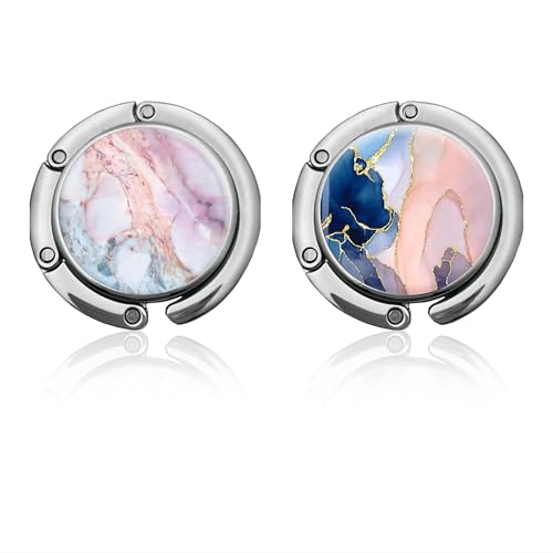 Yeomju Lot de 2 supports de sac à main pour table - Pliable - Design marbre - Antidérapant - Noir et blanc - Pour bureau et restaurant, multicolore, L