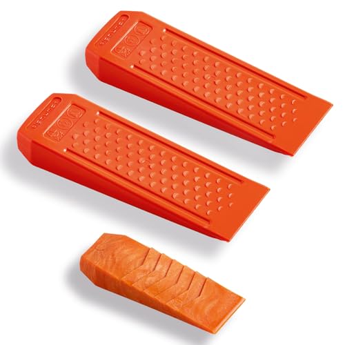 Signumat Lot de 2, 2 cales d'abattage S et 1 cale de tronçonneuse, 3 pièces, cales en plastique, cales forestières, cales universelles, résistantes aux chocs et au froid, certifiées KWF, Premium Line