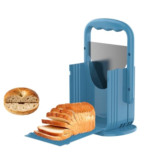 Máquina cortadora de bagels, rebanadora de pan portátil de cocina con hoja de acero inoxidable para cortar rápidamente bagels, bollos, cruasanes y frutas