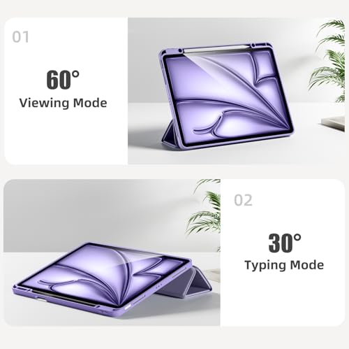 Akkerds Compatible for iPad Air 13 Inch Case (M4/M3/M2) 2026/2025/2024 with Pencil Holder, Trifold Stand Protective Cover/Soft TPU Back for iPad Air 13 Case, Supports Touch ID,Auto Wake/Sleep,Lavender by Akkerds - Image 6