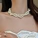 Wiwpar Fashion Pearl Necklace for Women Multi Strand Cluster Chunky Pearl Bead Statement Necklace Bar Prom Party Wedding Good Gift for Women
