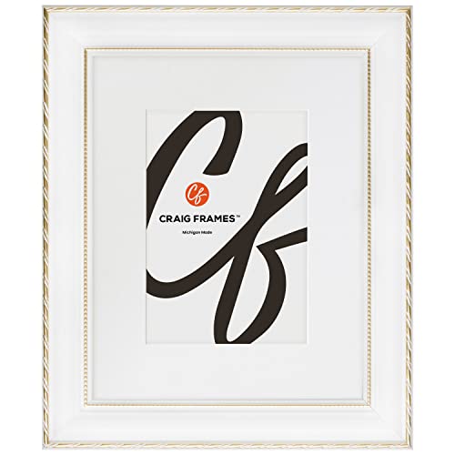 Craig Frames 30x30 White Picture Frame Matted to 24x24, Wood Wall Decor