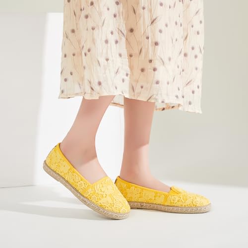 Image of BABUDOG Women's Flats with Flower Embroideried,White Lace Ballet Flats,Comfortable Dress Flats