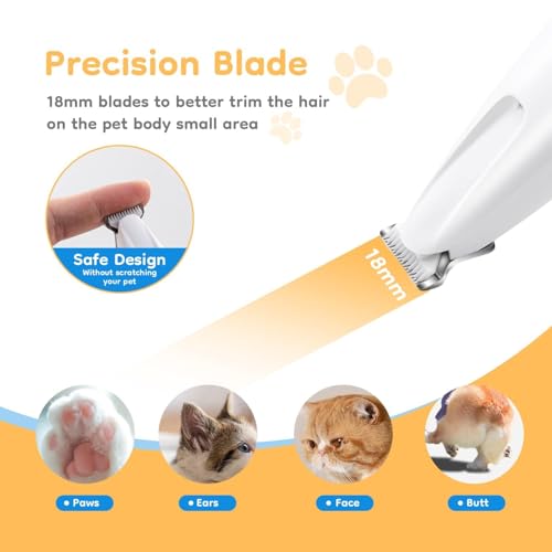Image of Pet Grooming Combo for Dogs & Cats - Waterproof Low-Noise Paw Hair Trimmer with LED Light + 50 Pcs Natural Dog Ear Wipes, Rechargeable Shaver & Ear Cleaner, Reduce Wax & Itching