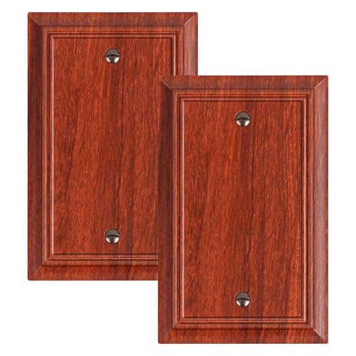2-Pack Natural Bamboo Fiber Single Blank Wall Plate, Durable Switch Plate