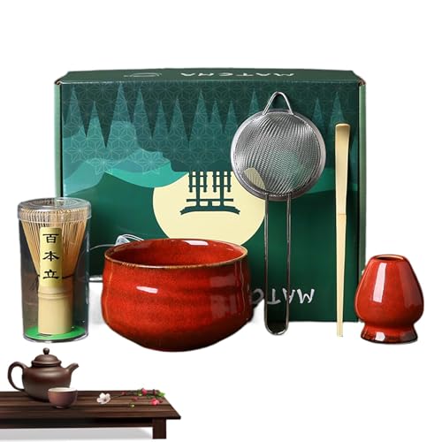 Set di 5 fruste e ciotola per Matcha, set di 5 ciotole e fruste, kit per principianti, set di frusta e scodella per famiglia, amici, casa, Natale