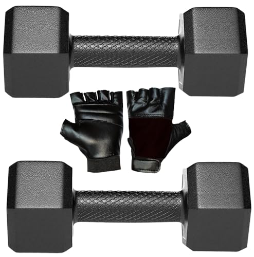 SIMRAN SPORTS Home Gym Black Pvc Dumbbells Set With Gym Gloves Made of Solid PVC | 2 Kg Pair Hex Dumbbells | Dumbbell Set For Home Gym Exercise & Fitness (B0CRWRP86J) Amazon Price History, Amazon Price Tracker