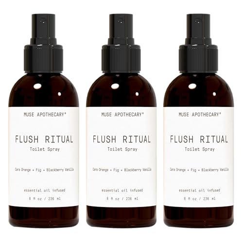 Muse Apothecary Flush Ritual - Aromatic &amp; Refreshing Toilet Spray, Use Before You Go, 8 oz, Infused with Natural Essential Oils - Cara Orange + Fig + Blackberry Vanilla, 3 Pack