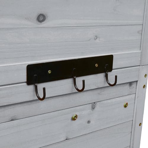 Relaxdays Gartenschrank, Holz, wetterfestes Dach, 3 Ablagen, klappbarer Tisch, HBT: 180,5 x 75 x 50 cm, Holzhaus, grau