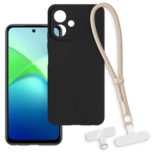 OAGELIM 2-in-1�ی�P�[�X�ƃ��X�g�X�g���b�v Tecno Spark Go 2 4G �Ƃ̌݊������� ���O���\�ȃ��j���[�h�t���d�b�J�o�[�A����~�ߕ����h�~�O���b�v�n���h�� (�u���b�N + �S�[���h)