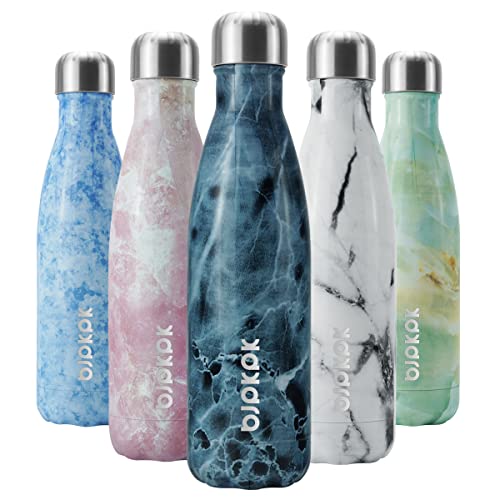 Image of BJPKPK Insulated Water Bottle 17 oz Stainless Steel Cola Shape Water Bottles for Travel,Marble Ocean Graphics