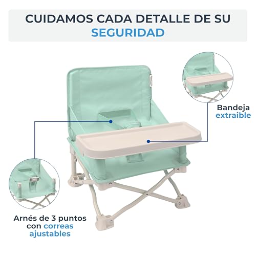 Miniatura 4 de Nomady Kids - Silla Elevadora Portátil Infantil Trona Con Bandeja - Bebes 6 A 36 Meses Mint