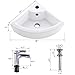 Wall Mount Corner Bathroom Sink with Faucet-Bokaiya 18x13 Inch Small Bathroom Sink with Overflow Wall Mount Triangle White Porcelain Ceramic Mini Vanity Space Vessel Sink