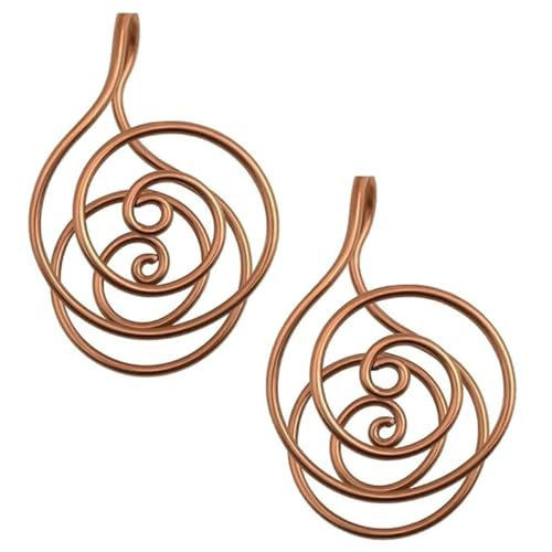 FLLUOUZH 2 peças anel de cobre em espiral para palma, Reiki, para meditação e cura energética, ajustável, feito à mão, com cristais para chakras, para manifestação e equilíbrio de chakras