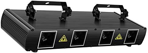 U`King Mini Dj Lights Party Light 4 Beam Effect Sound Activated Stage Light RGBY LED Music Lights by DMX Control for Disco Dancing Birthday Bar Pub Stage Lighting.