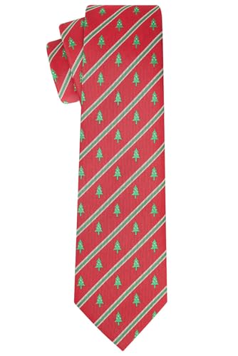 KissTies Mens Christmas Tie Xmas Tree Necktie Red Holiday Season Ties