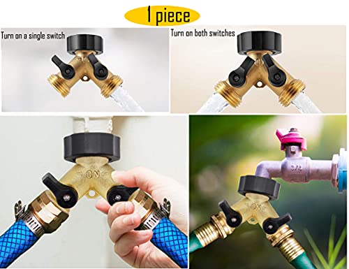 Lby 2 Way Brass Hose Splitter, Y Connector Brass Garden Hose Adapter, Garden Hose Connector Tap Splitter, Solid Brass(Golden Yellow) #TOP2