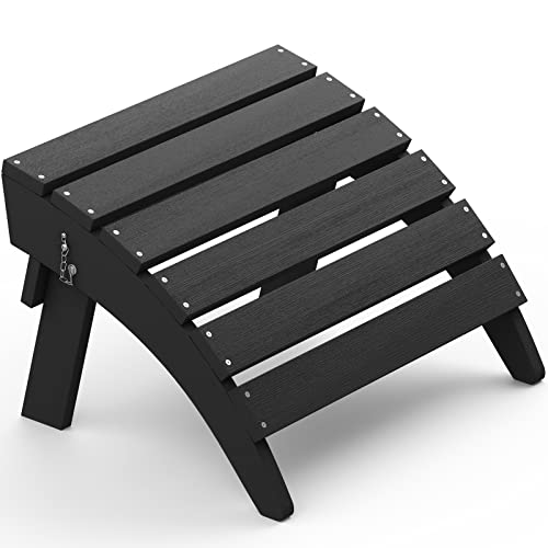 SERWALL Folding Adirondack Ottoman, No-Assembly Outdoor Footrest, All Weather Use Patio Footstool for Adirondack Chair, Black by SERWALL - Used condition - US$64.59