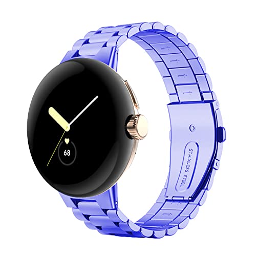 Aresh Compatible with Google Pixel Watch Band Women Men, Stainless Steel Adjustable Metal No Gap Band for Google Pixel Watch Silver Black Rosegold