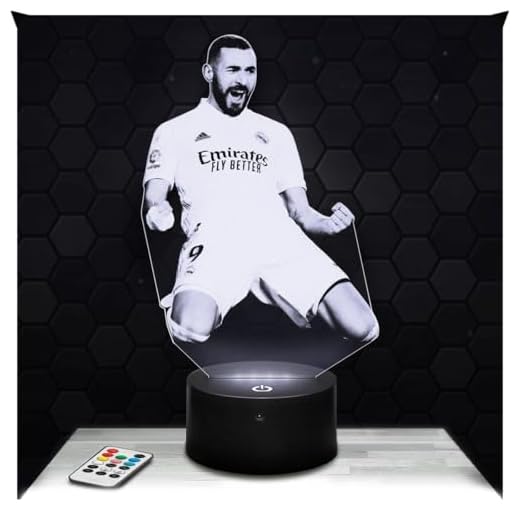 Lámpara 3D Karim Benzema, Pictyourlamp.com, Lámpara de grabado láser 3D, lámpara fotográfica de grabado en plexiglás, lámpara fotográfica de ilusión, lámpara decorativa