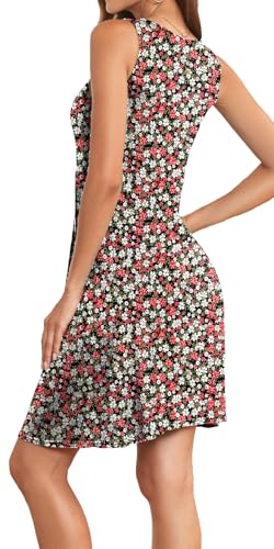 Image of Akihoo Women Summer Casual Sleeveless Midi Plain Pleated Tank Vest Dresses