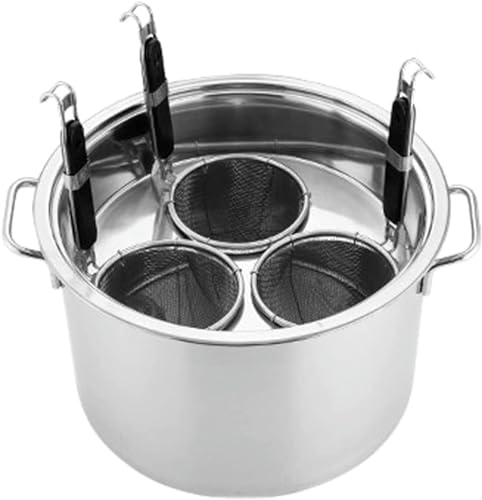 GIQKDZNUO Ollas, Olla para Espaguetis, Olla para Pasta, Olla de Acero Inoxidable con Tres cestas coladoras, Juego de ollas para Cocina casera y Restaurante.