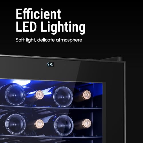 Yeego Wine Fridge – 34 Bottles Wine Cooler, 38–65℉ Digital Control with Double Glass Door & LED Light, Freestanding Wine Fridge Under Counter for Home Bar and Kitchen - Thumbnail 6