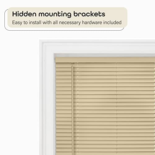 Image of Cordless Room Darkening Mini Blind - 39 Inch Width, 64 Inch Length, 1 inch Slat Size - Latte - Cordless GII Deluxe Sundown Horizontal Windows Blinds for Interior by Achim Home Decor